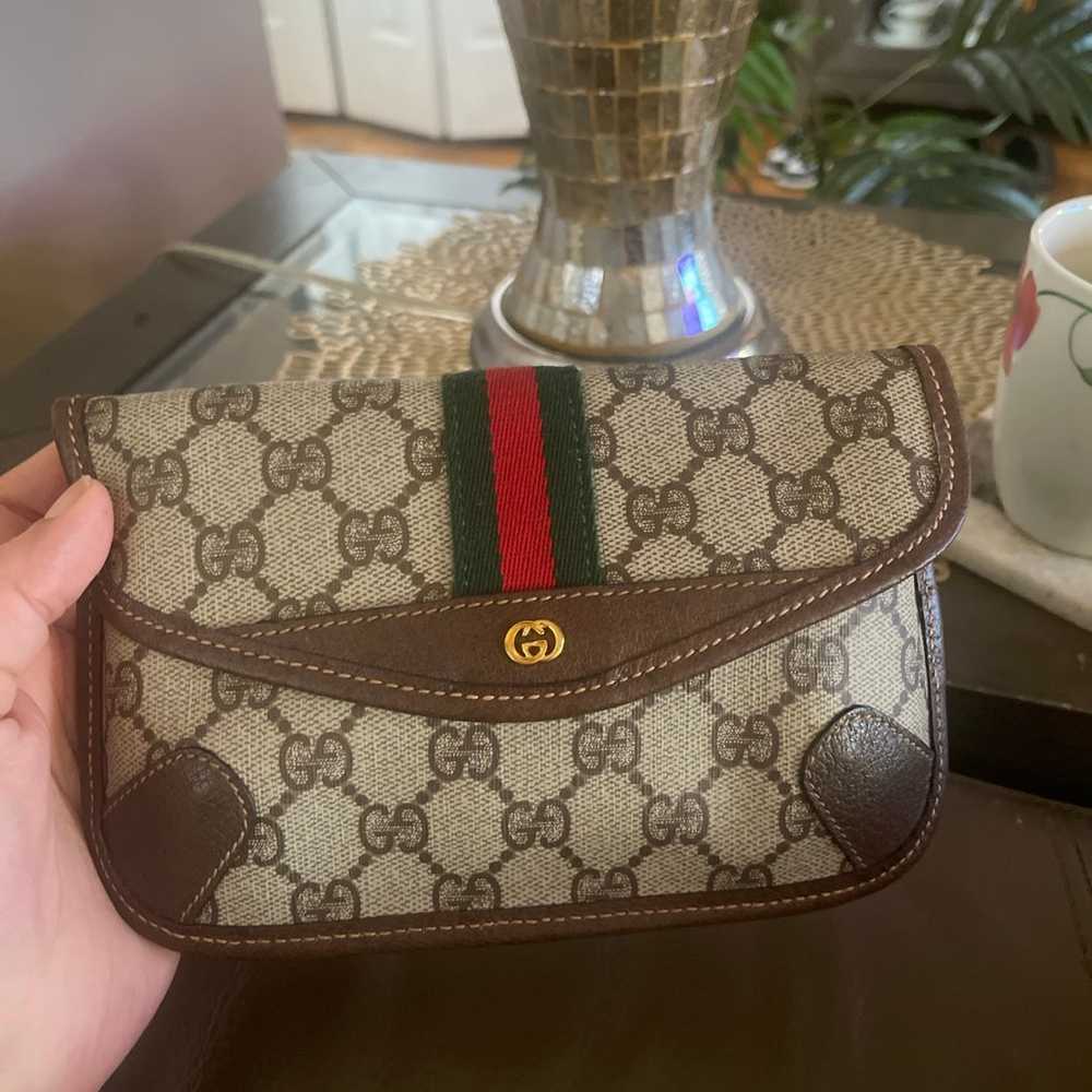 Authentic Gucci vintage web sherry line clutch cr… - image 2