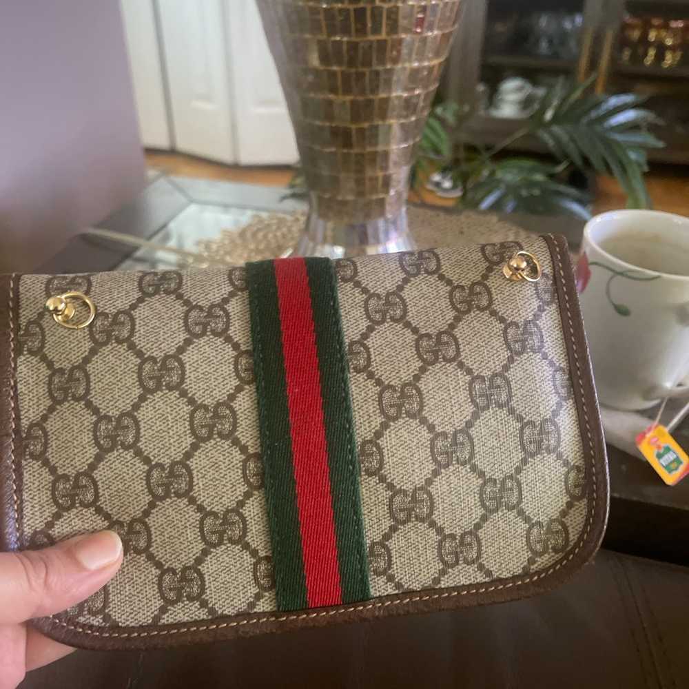 Authentic Gucci vintage web sherry line clutch cr… - image 3