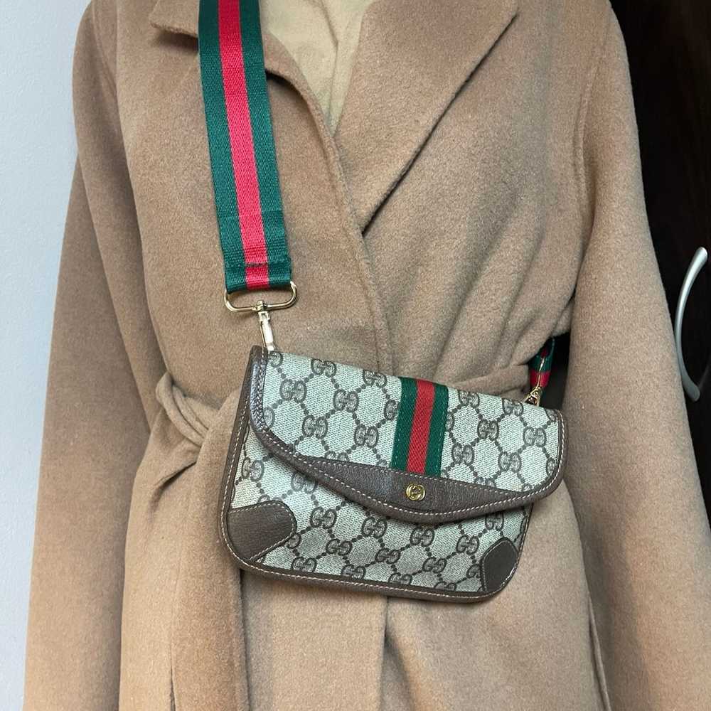 Authentic Gucci vintage web sherry line clutch cr… - image 4