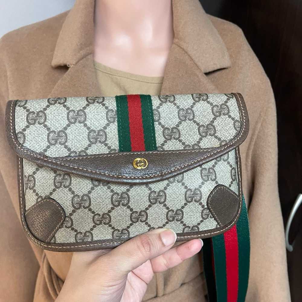 Authentic Gucci vintage web sherry line clutch cr… - image 6