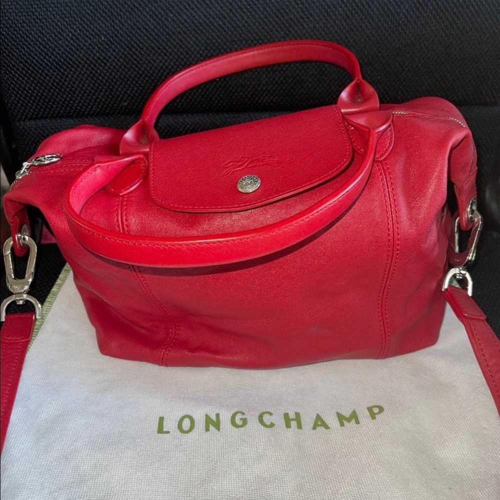 Longchamp Le Pliage Large Tote Burnt Red Leather … - image 1