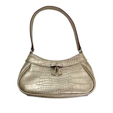 Vintage Liz Claiborne Gold Leather Baguette Bag M… - image 1