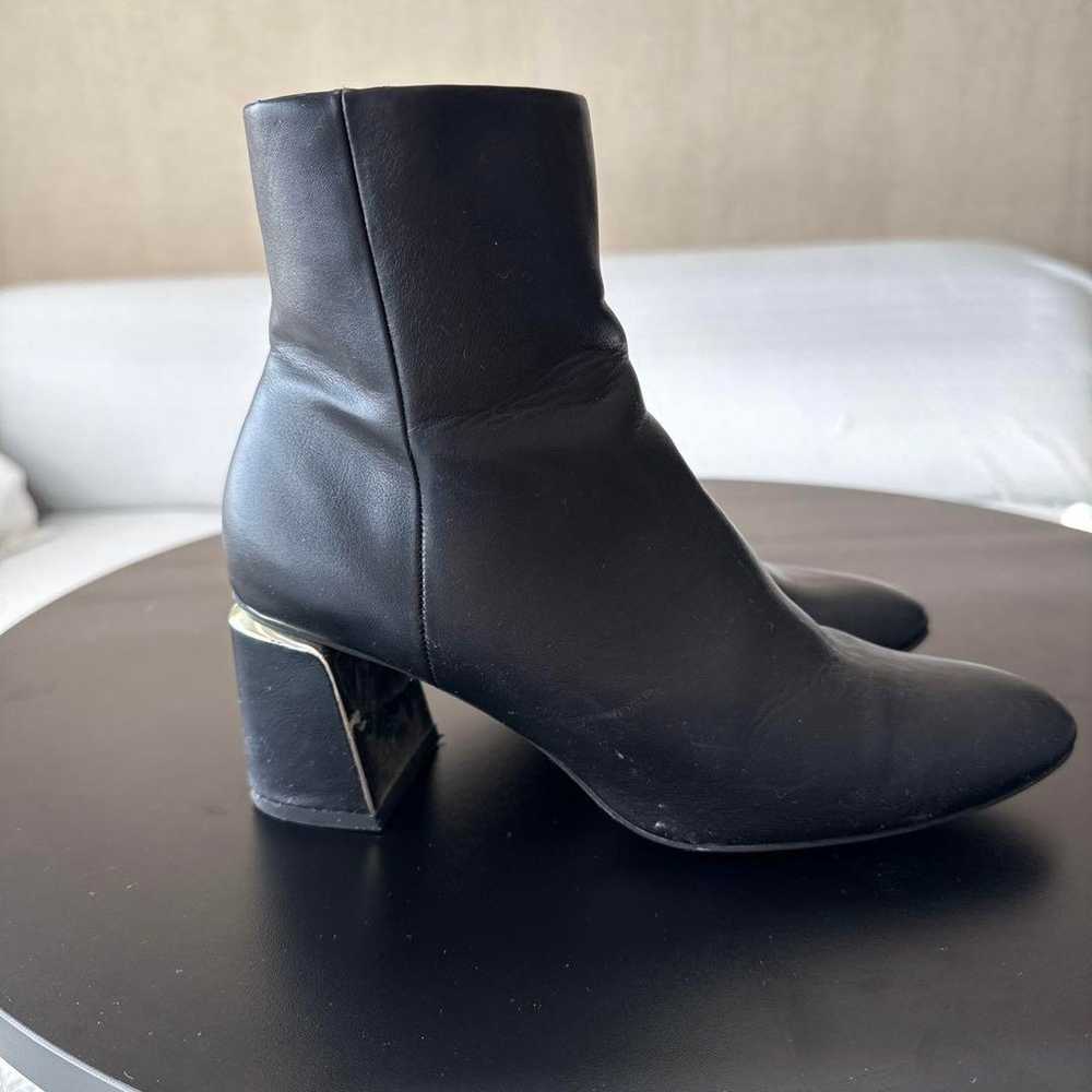 ZARA Black Leather Zipper Booties with 8cm Heel - image 2