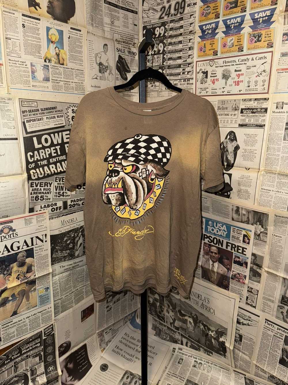 Ed Hardy × Vintage Tan Ed Hardy Bulldog Tee - image 1