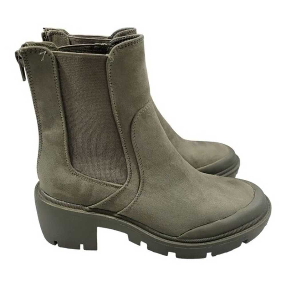 Olive Green Faux Suede Ankle Boots - image 3