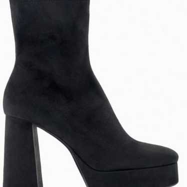 ZARA Black Suede High Heel Booties