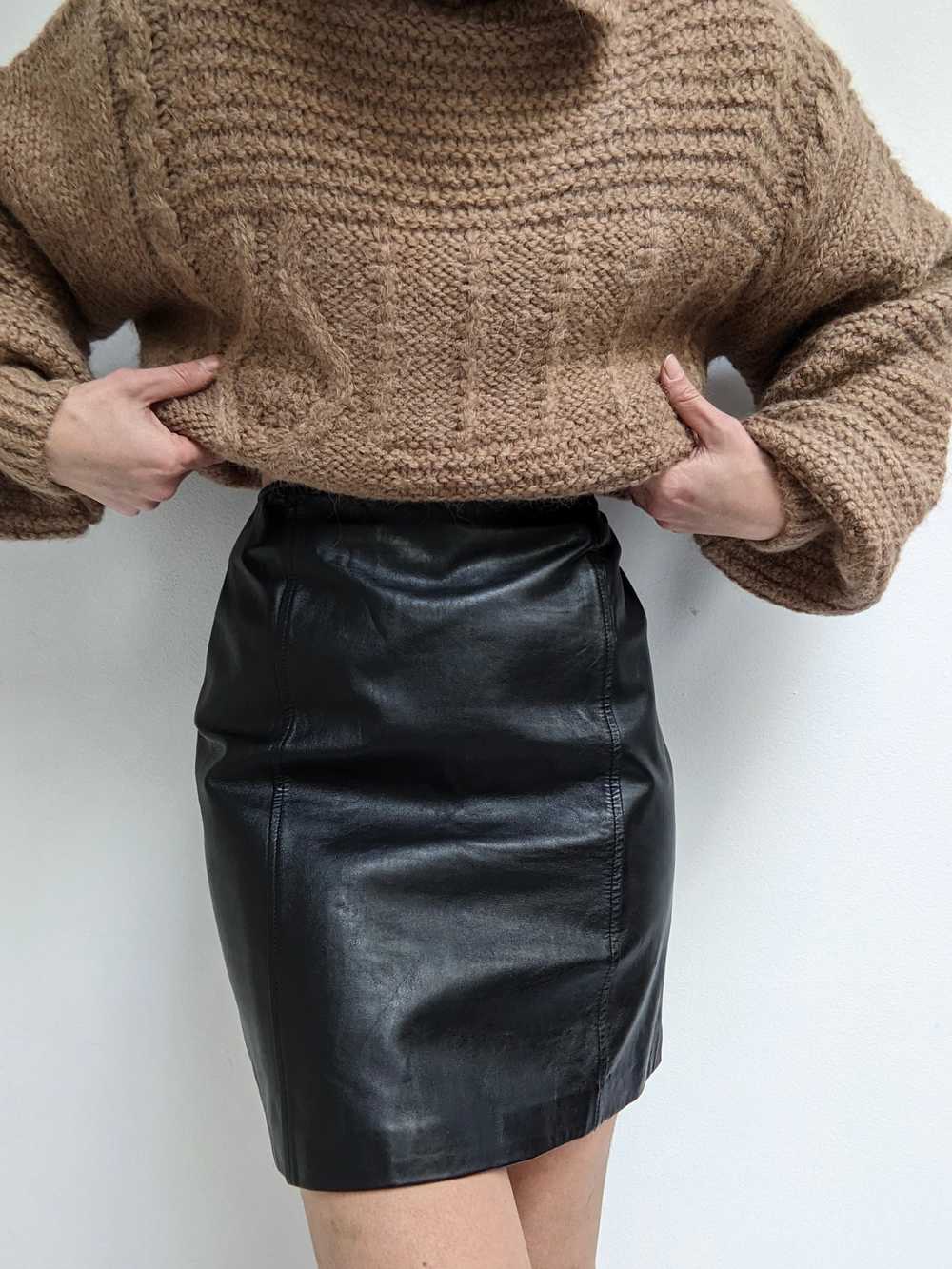 Vintage Ink Leather Mini Skirt - image 2