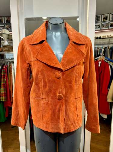 90’s Orange Suede Big Lapel Collar Jacket By Chico