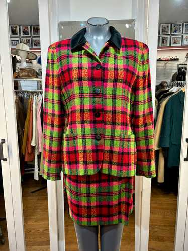 80’s Multicolor Tartan 2 Piece Skirt Set By Authen