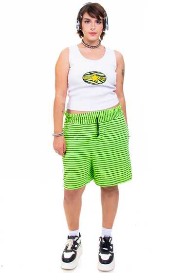 Vintage 80's Electric Green Stripe Shorts - M/L/XL