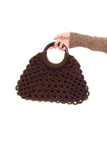 Vintage 90's Brown Flower Crochet Bag - image 1