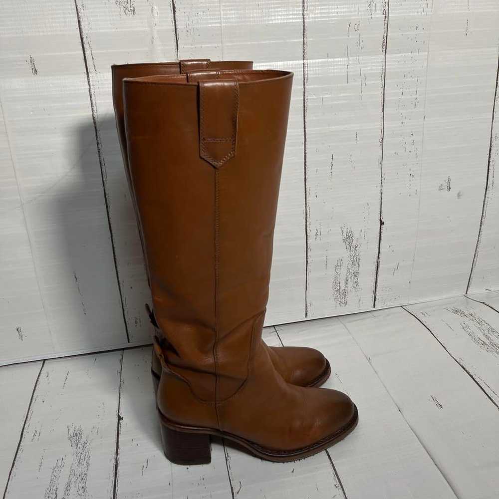 ZARA Real Leather Block Heel Long Boots - image 5