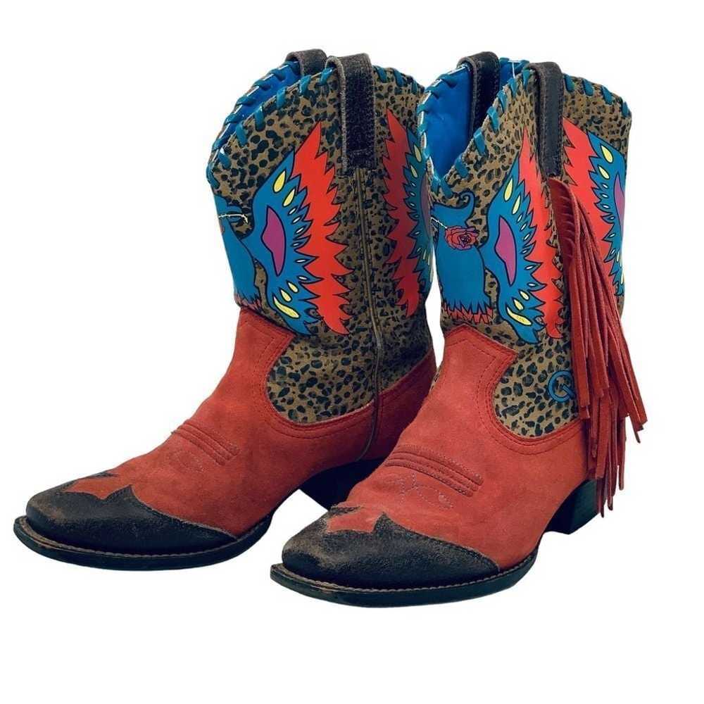 Ariat Cowgirl Boots Western Fringe Brown/Red Leop… - image 5