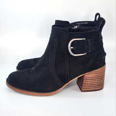 UGG Black Suede Leahy Ankle Boots 5.5 - image 1