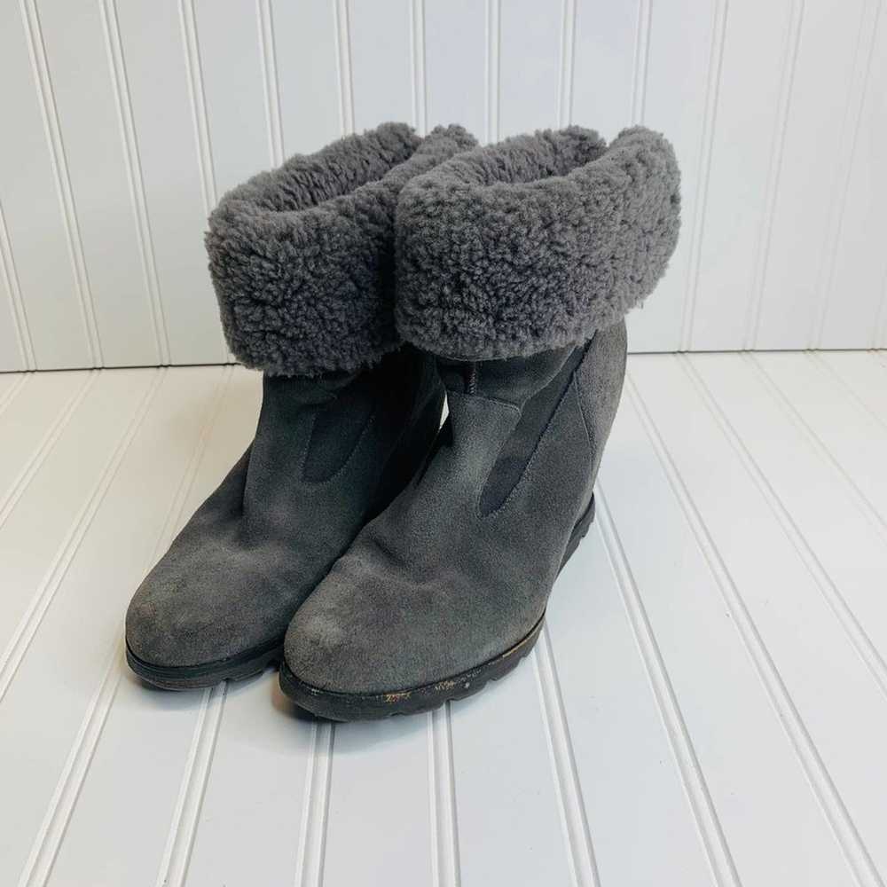 UGG Gray Suede Wedge Shearling Lined Suede Ankle … - image 2