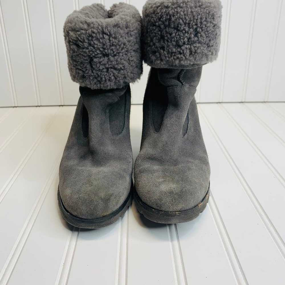 UGG Gray Suede Wedge Shearling Lined Suede Ankle … - image 3