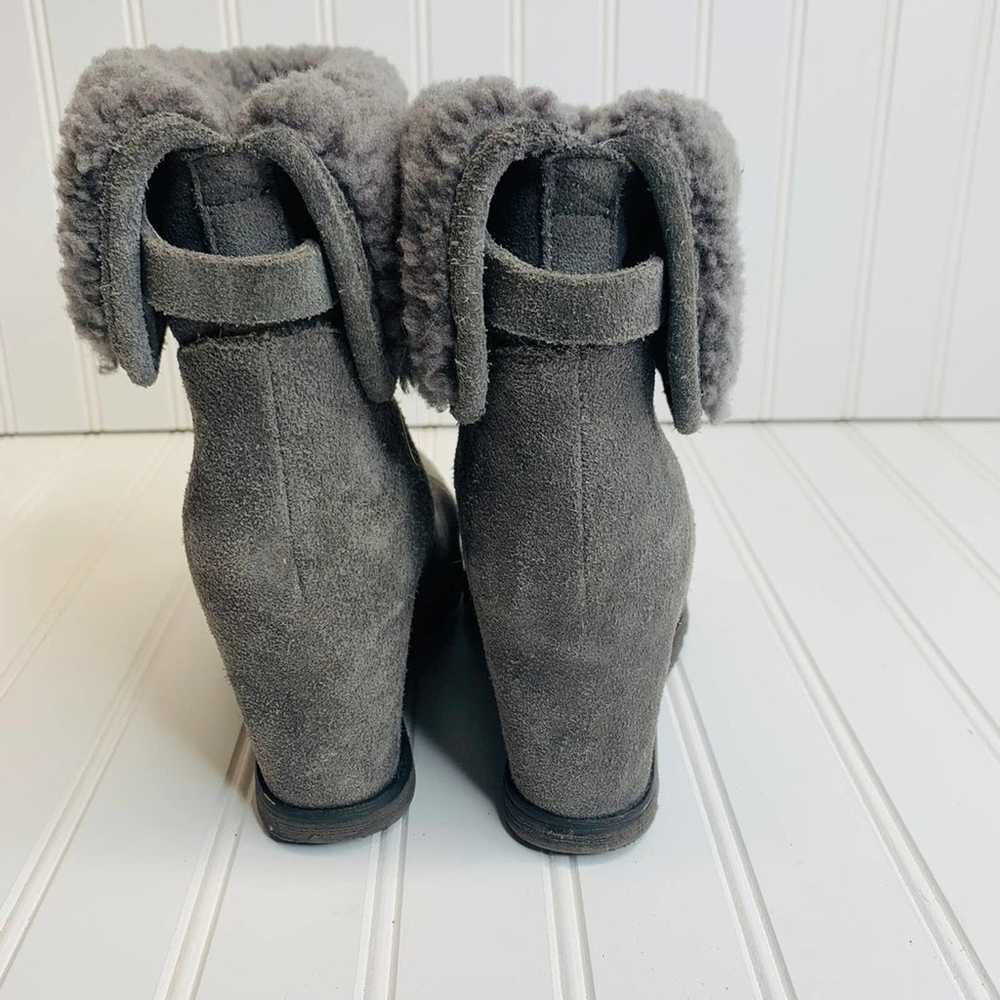 UGG Gray Suede Wedge Shearling Lined Suede Ankle … - image 4