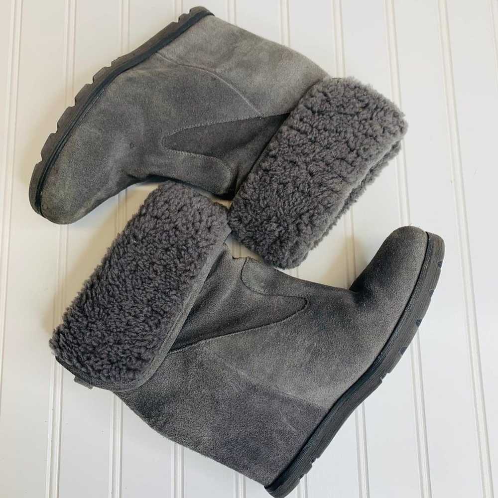 UGG Gray Suede Wedge Shearling Lined Suede Ankle … - image 5