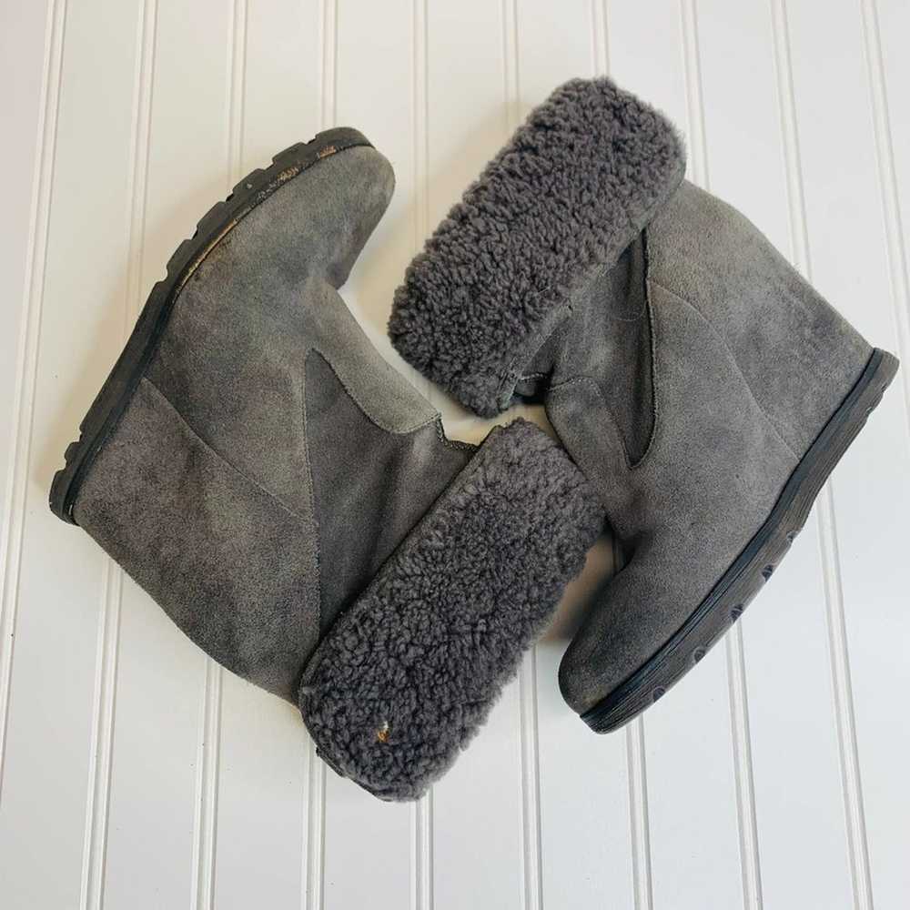 UGG Gray Suede Wedge Shearling Lined Suede Ankle … - image 6