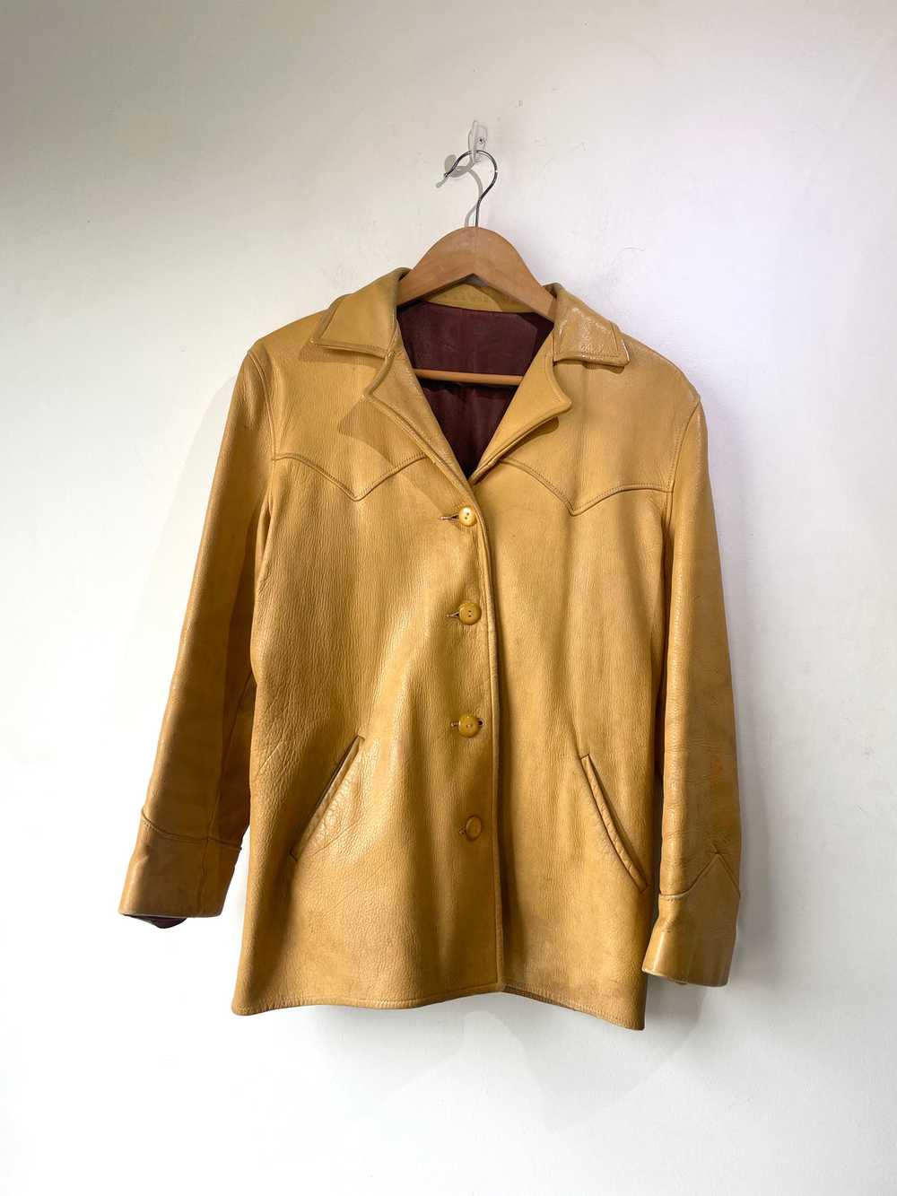 Vintage Western Yellow Leather Belted Blazer - image 1