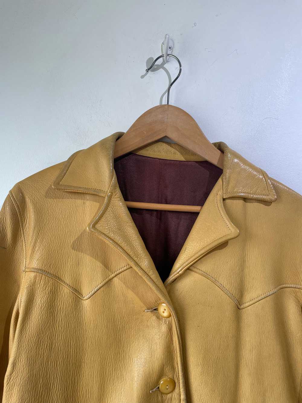 Vintage Western Yellow Leather Belted Blazer - image 2