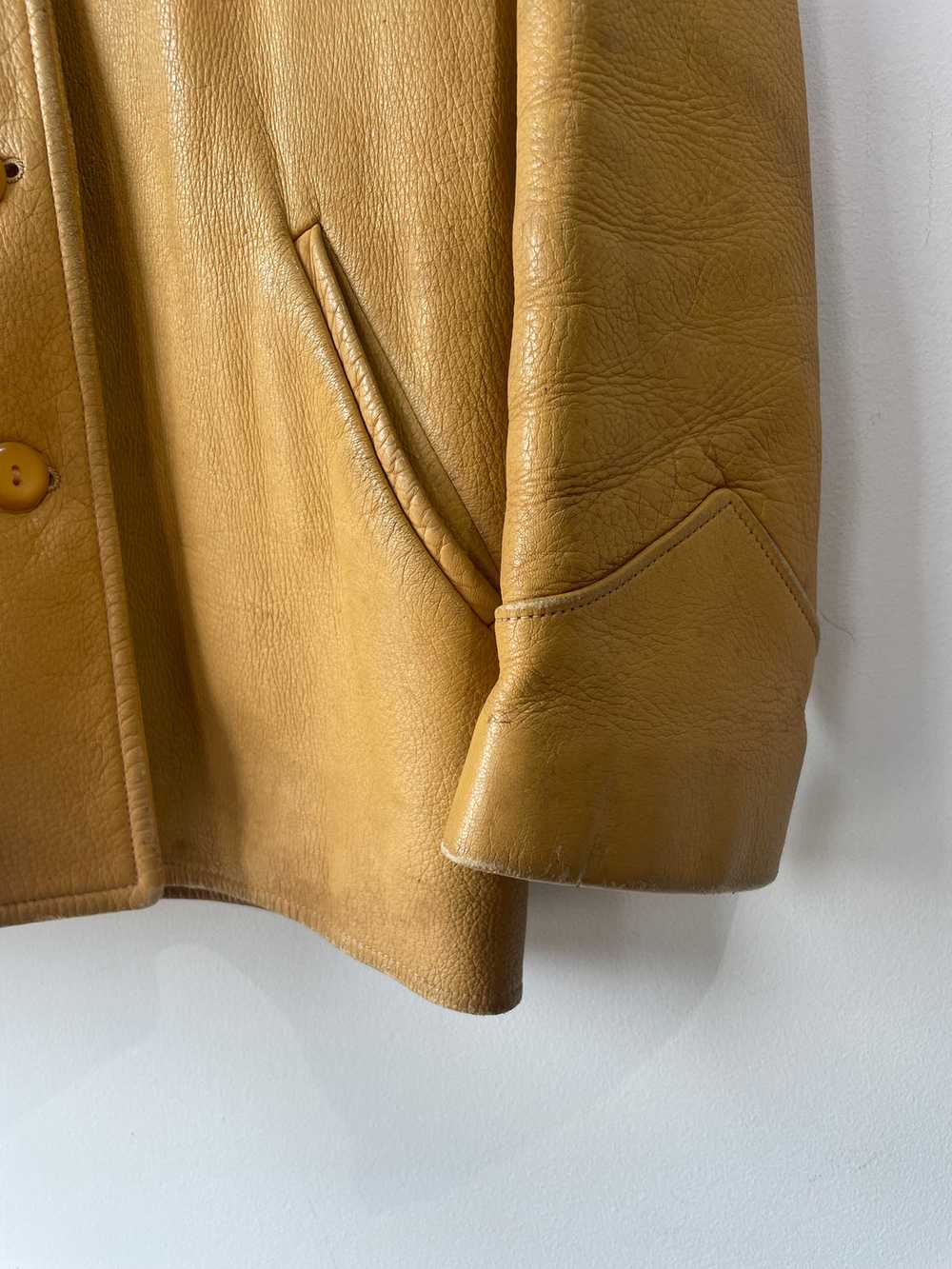 Vintage Western Yellow Leather Belted Blazer - image 3