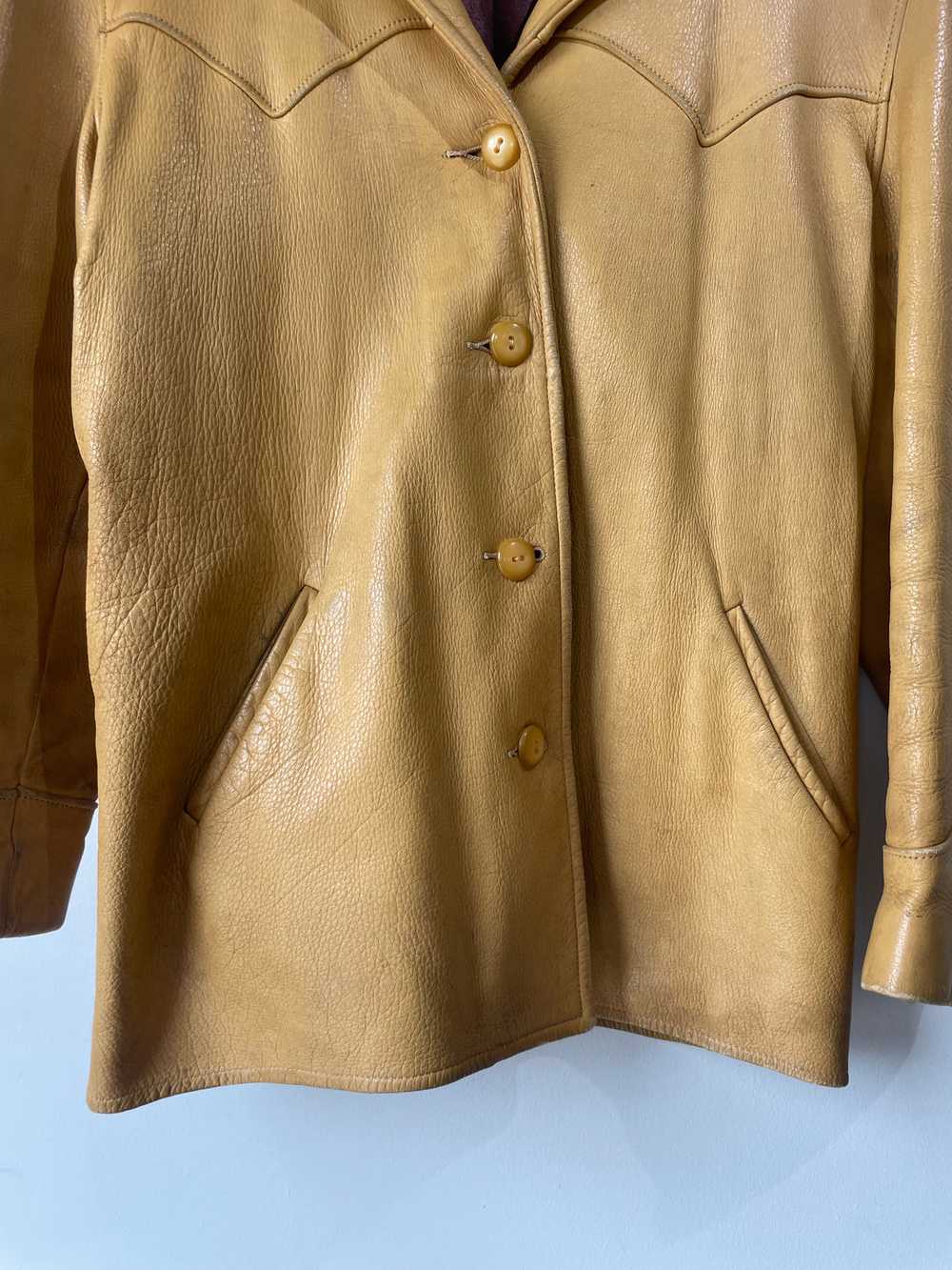 Vintage Western Yellow Leather Belted Blazer - image 4