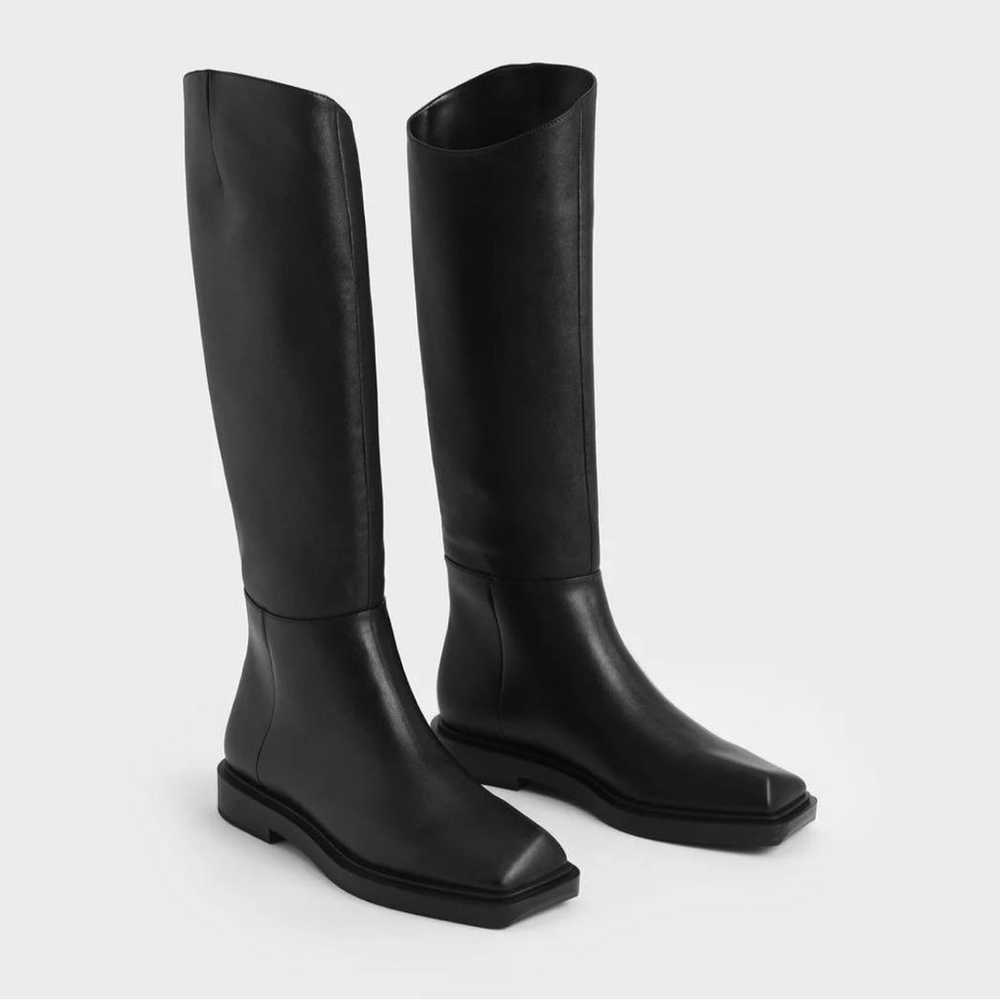 CHARLES & KEITH Square-Toe Long Boots (Black) - image 1