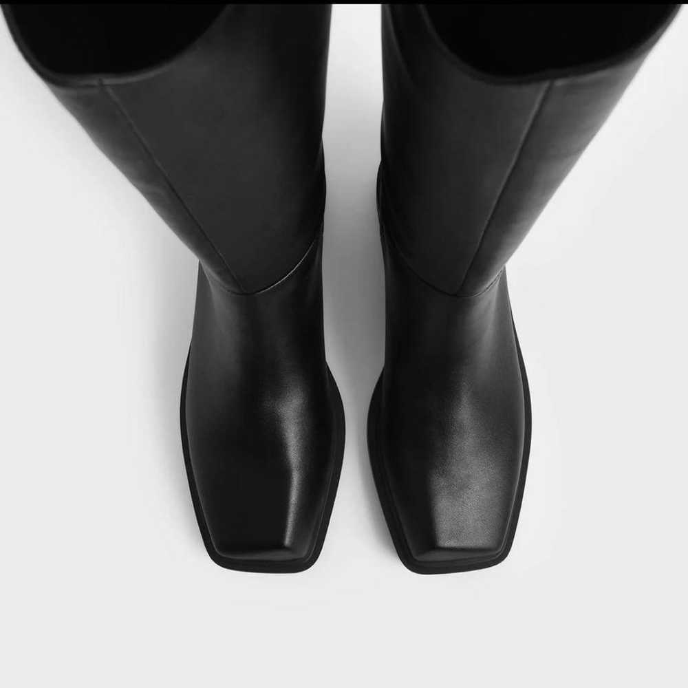 CHARLES & KEITH Square-Toe Long Boots (Black) - image 2