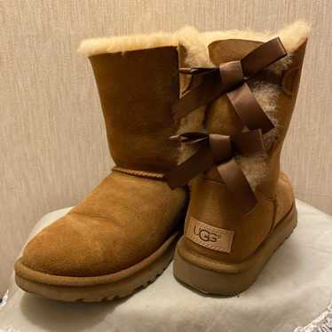 UGG sheepskin boots brown with ribbon