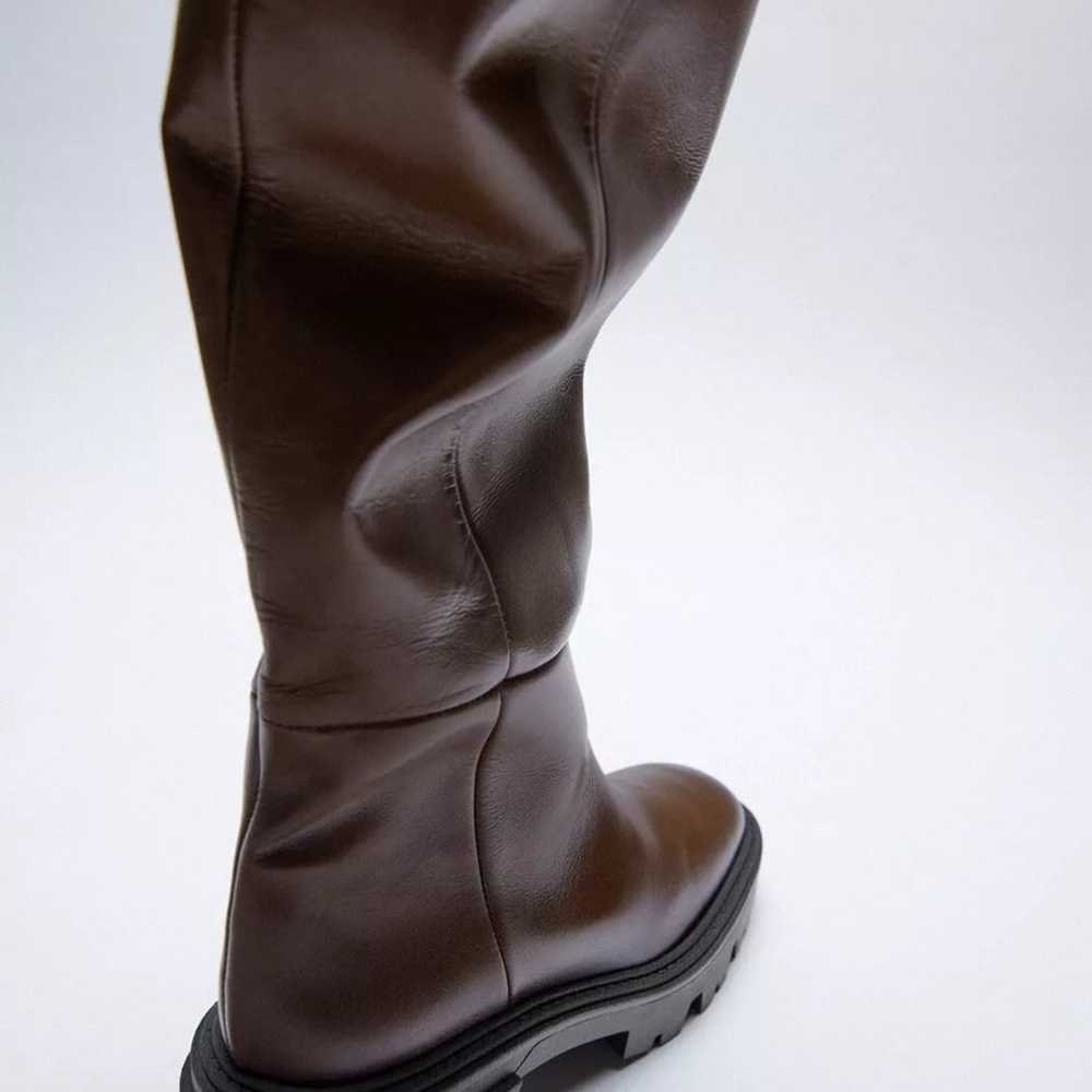 NWOT Zara brown leather boots Size EU36/ US 6 - image 11