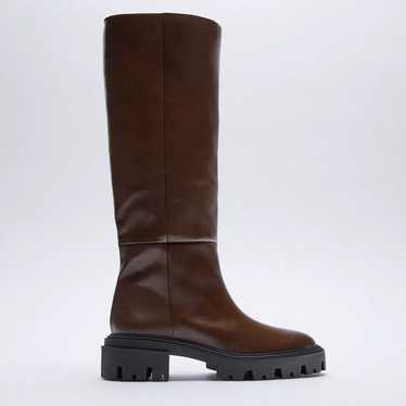 NWOT Zara brown leather boots Size EU36/ US 6 - image 1