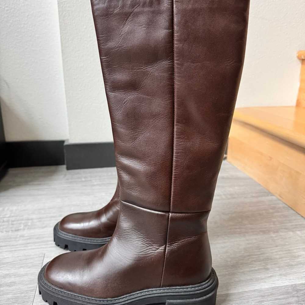 NWOT Zara brown leather boots Size EU36/ US 6 - image 3