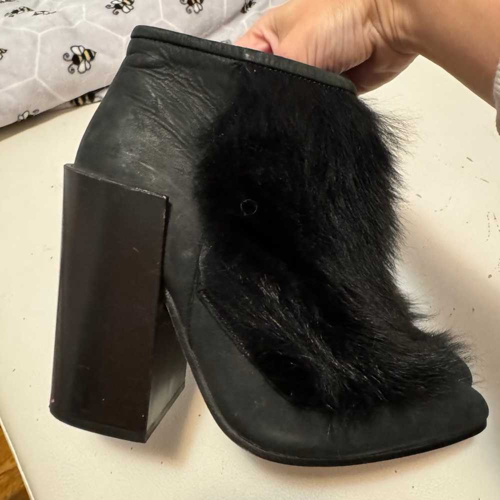 Acne studios black leather  fur trim boots - image 3