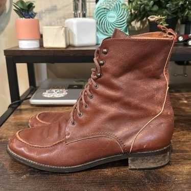 Vintage Eddie Bauer Brown Lace Up Granny Boots siz