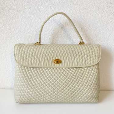 Vintage Bally Quilted Cream Leather Handbag. Soft 