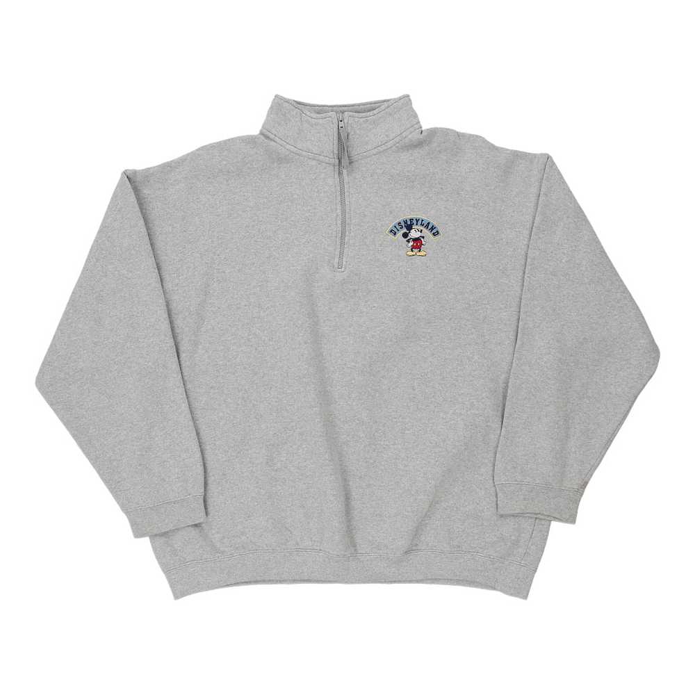 Mickey Disney Embroidered 1/4 Zip - Large Grey Co… - image 1