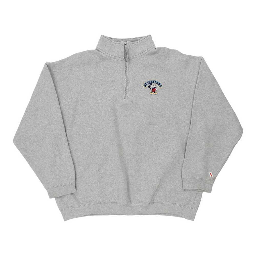 Mickey Disney Embroidered 1/4 Zip - Large Grey Co… - image 3