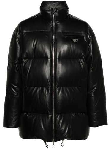 Prada o1mt1gz0924 Leather Puffer Jacket in Black