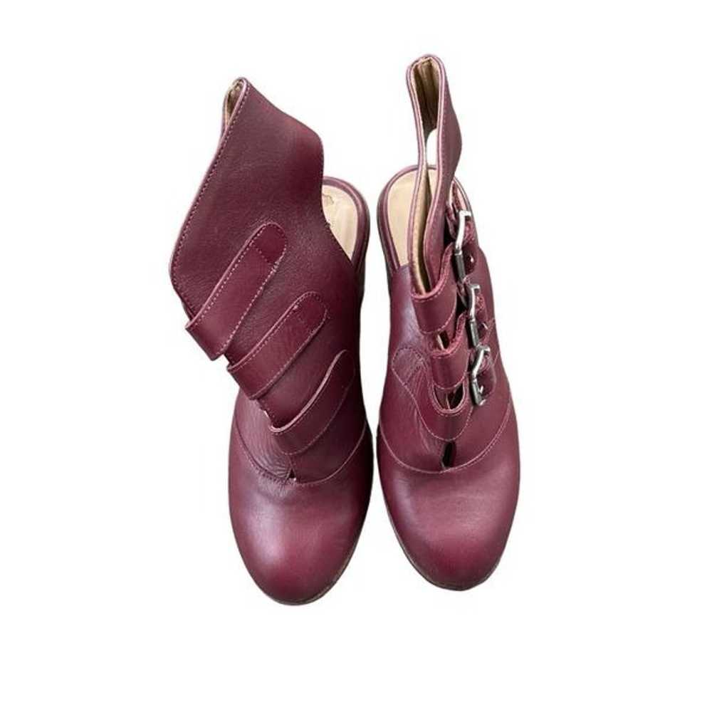 TopShop Burgundy Leather Jigsaw Boot Shoes Size 7… - image 4