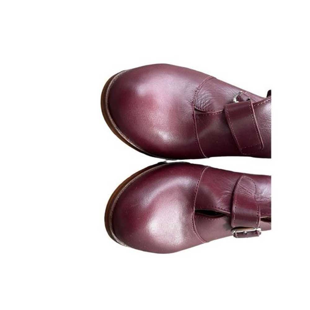 TopShop Burgundy Leather Jigsaw Boot Shoes Size 7… - image 6