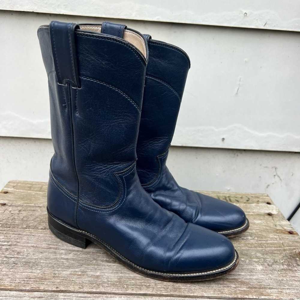 Vintage 90s Justin Roper Navy Blue Cowgirl Wester… - image 1