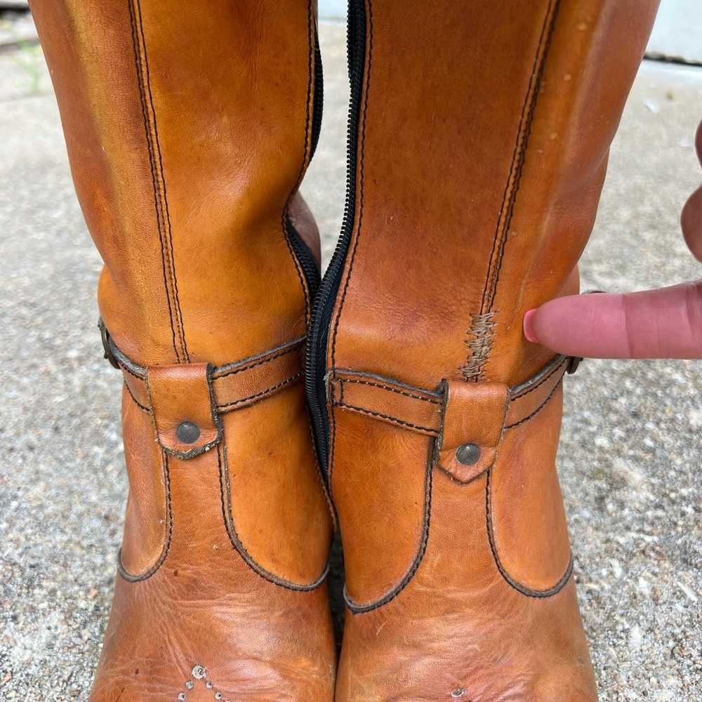 Vintage 70s Leather Stacked Heel Harness Penny La… - image 12