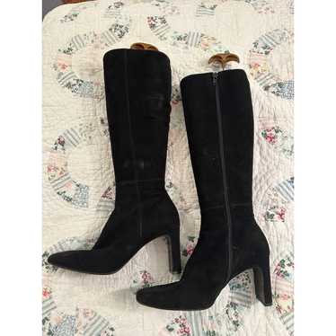 RICHARD TYLER BLACK SUEDE SLEEK HIGH HEEL BOOTS 8