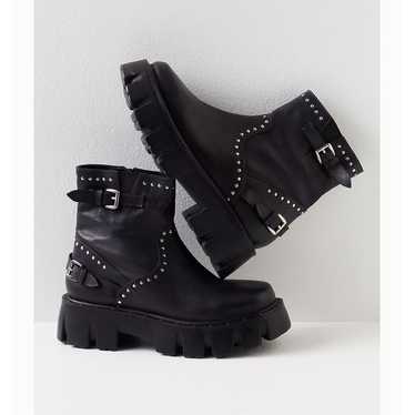 Free People Womens Ludlow Studded Moto Boots Blac… - image 1