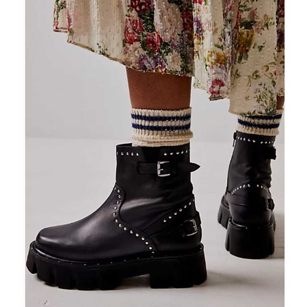 Free People Womens Ludlow Studded Moto Boots Blac… - image 2