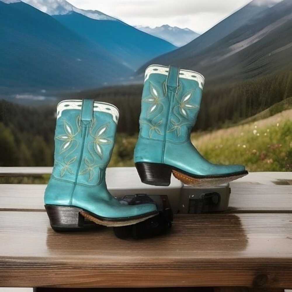 Stewart Turquoise Cowgirl Boots Handmade Size 5-5… - image 1