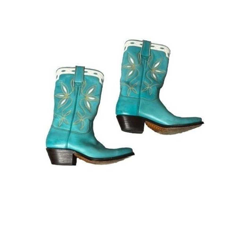 Stewart Turquoise Cowgirl Boots Handmade Size 5-5… - image 2