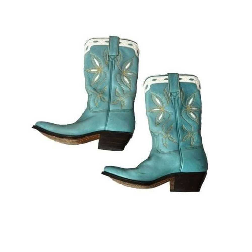 Stewart Turquoise Cowgirl Boots Handmade Size 5-5… - image 3