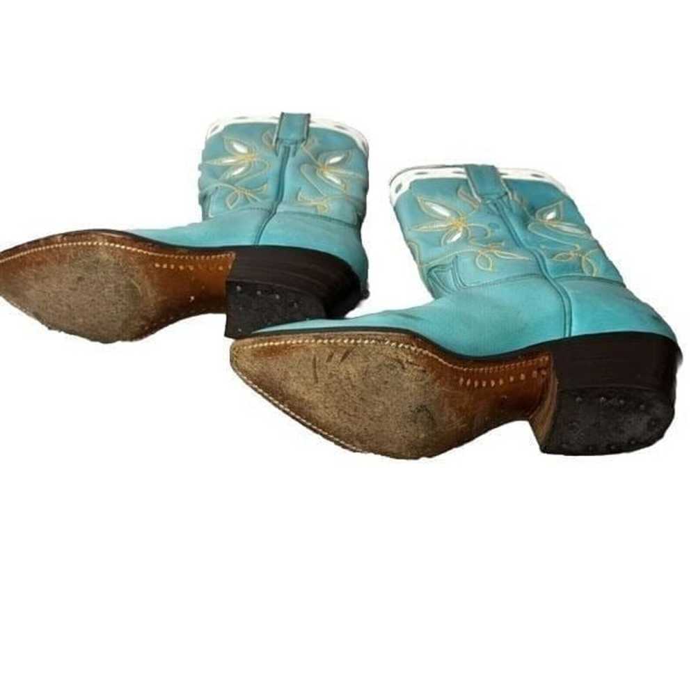 Stewart Turquoise Cowgirl Boots Handmade Size 5-5… - image 4